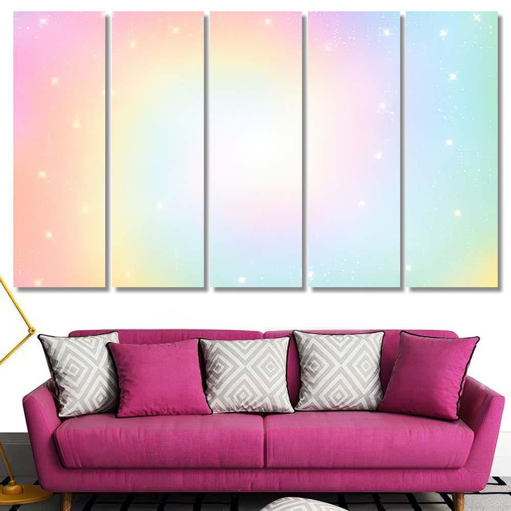 Illustration Holographic Fantasy Background Pastel Color Galaxy Sky and Space Multi Piece Panel Canvas Home Decor Housewarming Gift Ideas Poster Canvas Gallery Prints
