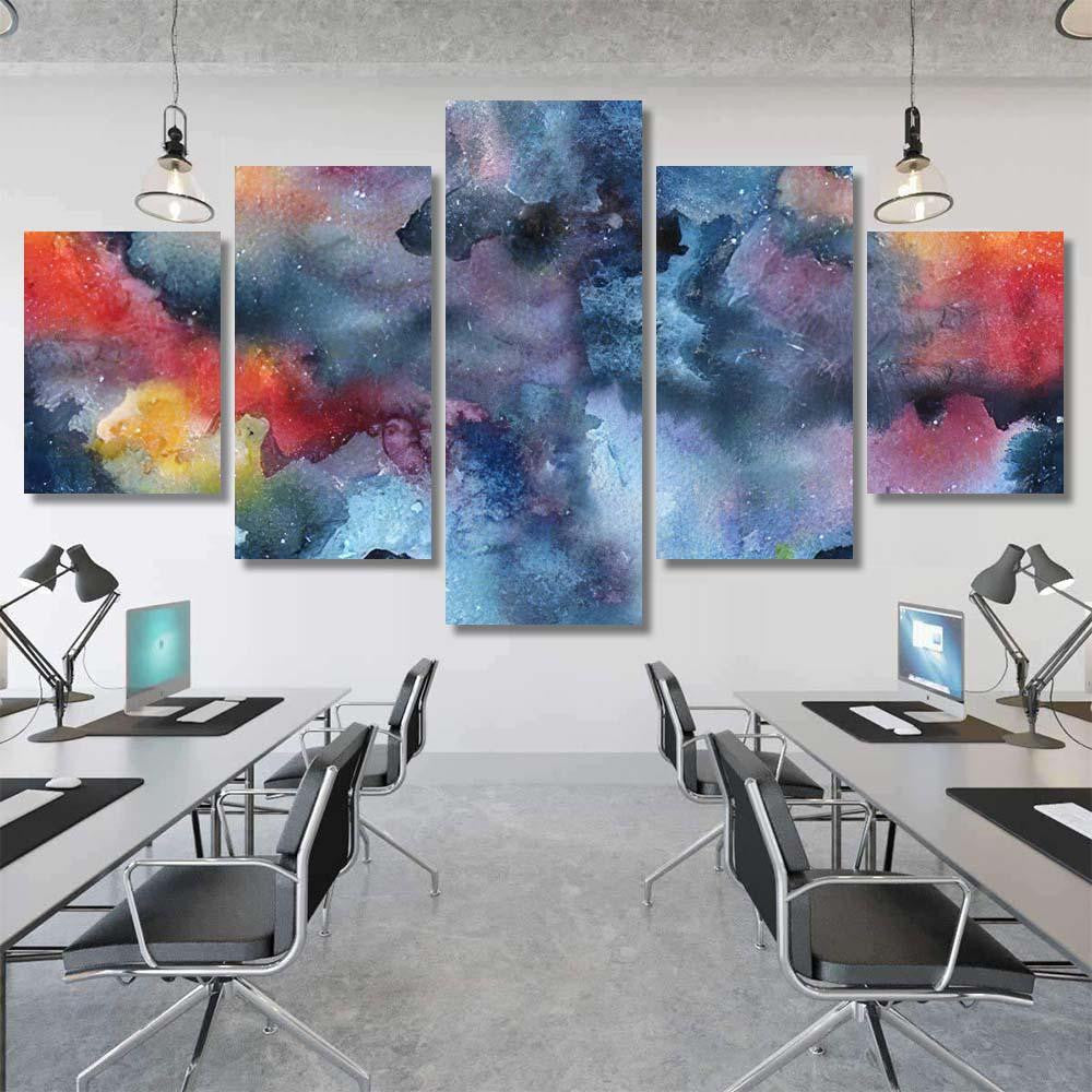 Hand Painted Watercolor Bright Seamless Pattern 1 Galaxy Sky and Space Multi Piece Panel Canvas Home Decor Housewarming Gift Ideas Poster Canvas Gallery Prints