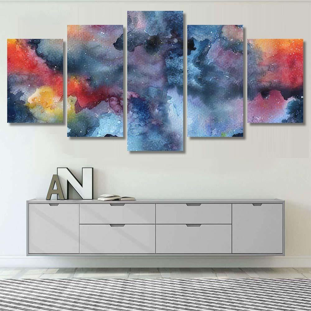 Hand Painted Watercolor Bright Seamless Pattern 1 Galaxy Sky and Space Multi Piece Panel Canvas Home Decor Housewarming Gift Ideas Poster Canvas Gallery Prints