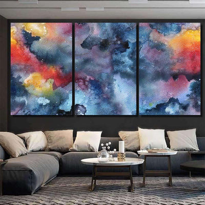 Hand Painted Watercolor Bright Seamless Pattern 1 Galaxy Sky and Space Multi Piece Panel Canvas Home Decor Housewarming Gift Ideas Poster Canvas Gallery Prints