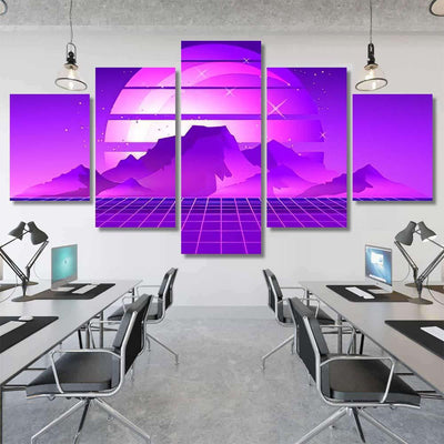 Scifi Vector Background Sunrise Style Retrograzing Galaxy Sky and Space Multi Piece Panel Canvas Home Decor Housewarming Gift Ideas Poster Canvas Gallery Prints