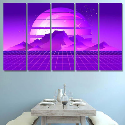 Scifi Vector Background Sunrise Style Retrograzing Galaxy Sky and Space Multi Piece Panel Canvas Home Decor Housewarming Gift Ideas Poster Canvas Gallery Prints