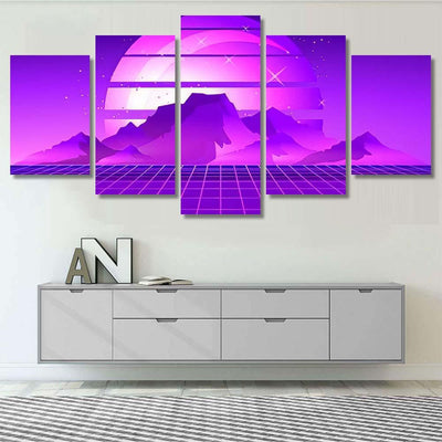 Scifi Vector Background Sunrise Style Retrograzing Galaxy Sky and Space Multi Piece Panel Canvas Home Decor Housewarming Gift Ideas Poster Canvas Gallery Prints