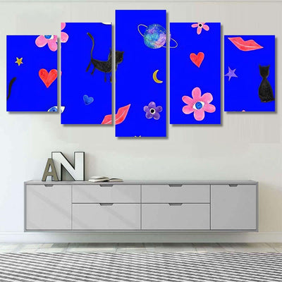 Hand Abstract Watercolor Cats Planets 13 Galaxy Sky and Space Multi Piece Panel Canvas Home Decor Housewarming Gift Ideas Poster Canvas Gallery Prints