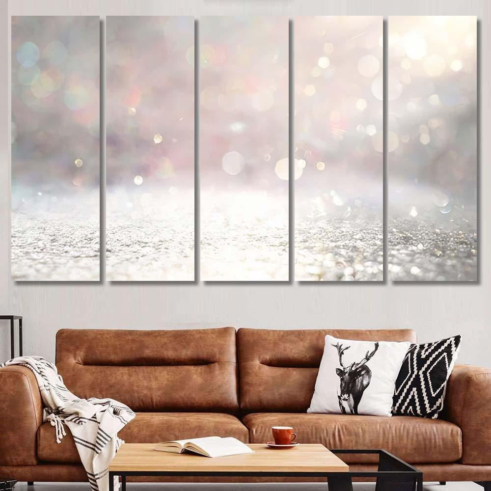 Glitter Vintage Lights Background Silver Gold 3  1 Galaxy Sky and Space Multi Piece Panel Canvas Home Decor Housewarming Gift Ideas Poster Canvas Gallery Prints