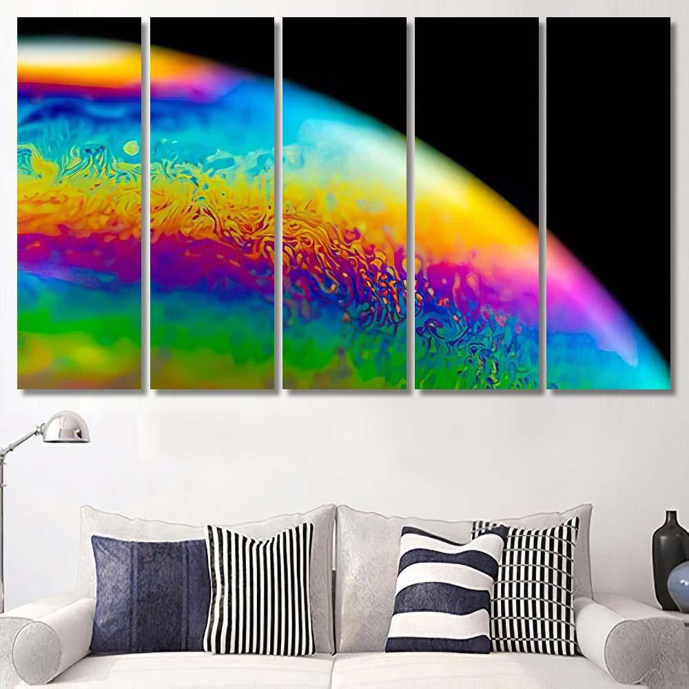 Psychedelic Abstract Planetlike Soap Bubble Light 1 Galaxy Sky and Space Multi Piece Panel Canvas Home Decor Housewarming Gift Ideas Poster Canvas Gallery Prints
