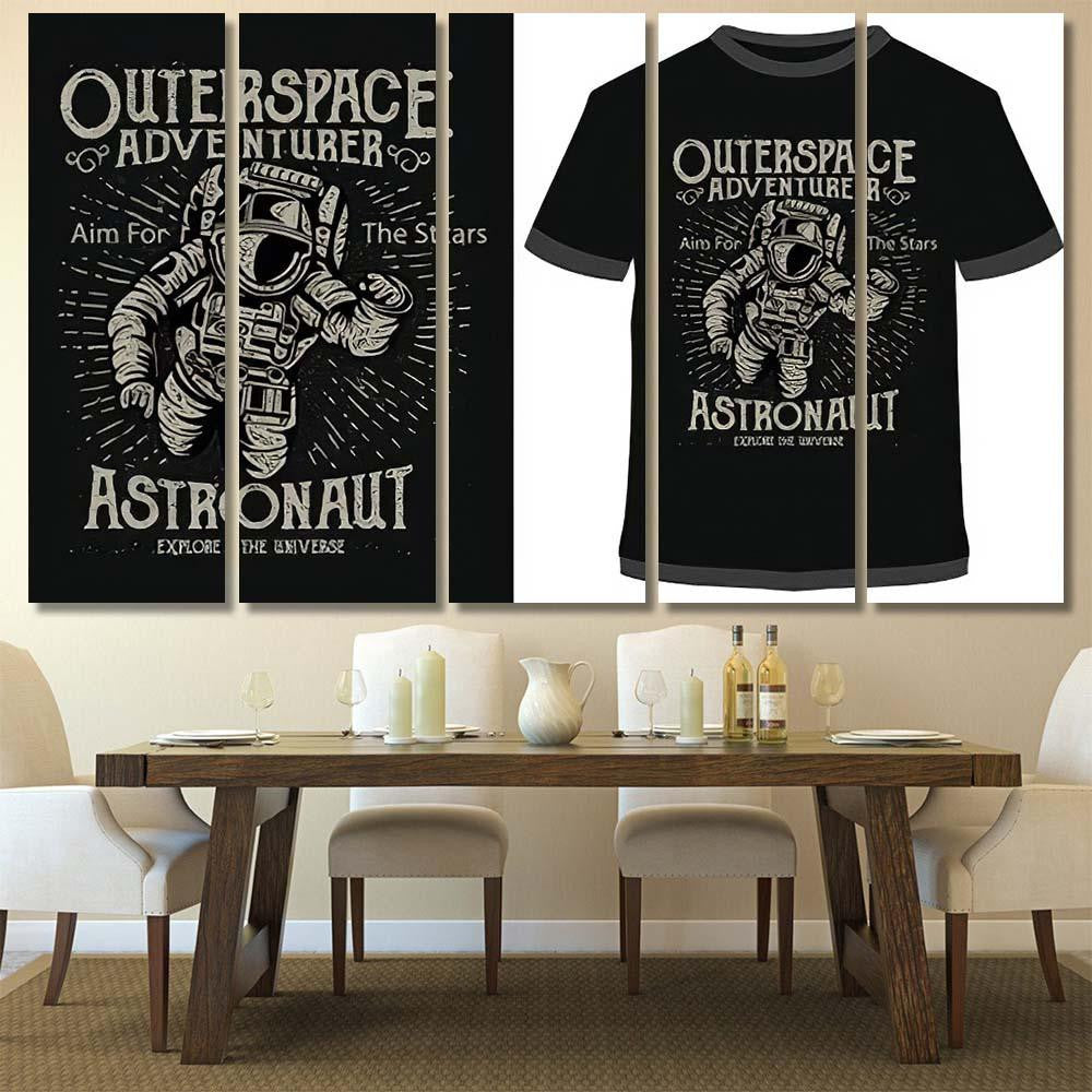 Outerspace Adventure Outdoor Vintage Vector Graphic Galaxy Sky and Space Multi Piece Panel Canvas Home Decor Housewarming Gift Ideas Poster Canvas Gallery Prints