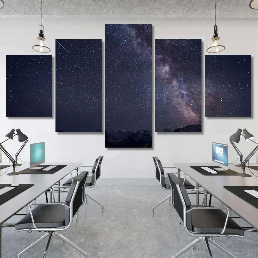 Starry Night Mountains Milky Way Galaxy Sky and Space Multi Piece Panel Canvas Home Decor Housewarming Gift Ideas Poster Canvas Gallery Prints