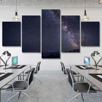 Starry Night Mountains Milky Way Galaxy Sky and Space Multi Piece Panel Canvas Home Decor Housewarming Gift Ideas Poster Canvas Gallery Prints