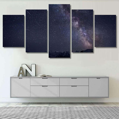 Starry Night Mountains Milky Way Galaxy Sky and Space Multi Piece Panel Canvas Home Decor Housewarming Gift Ideas Poster Canvas Gallery Prints