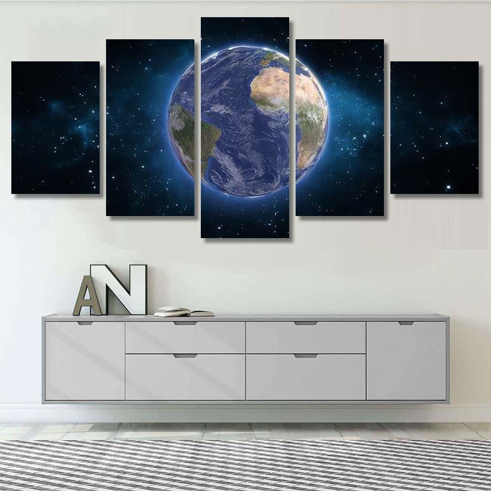 High Resolution Planet Earth View Global Galaxy Sky and Space Multi Piece Panel Canvas Home Decor Housewarming Gift Ideas Poster Canvas Gallery Prints