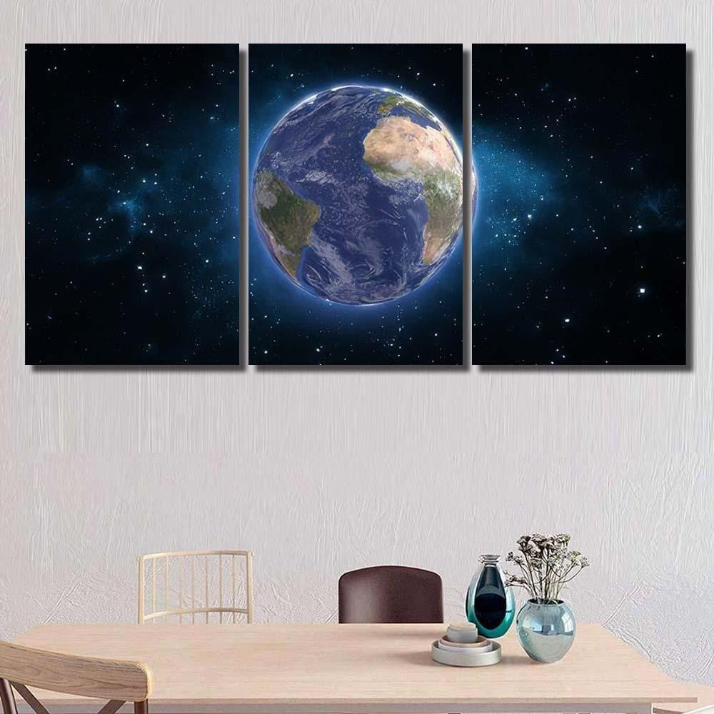 High Resolution Planet Earth View Global Galaxy Sky and Space Multi Piece Panel Canvas Home Decor Housewarming Gift Ideas Poster Canvas Gallery Prints