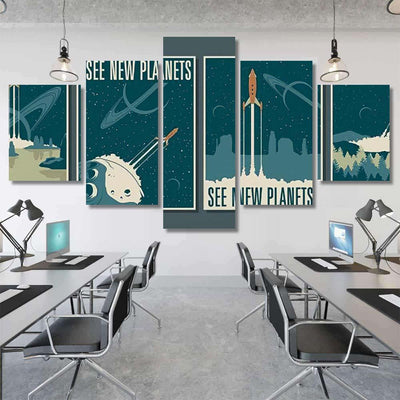 Space Explorations Retro Future Posters Style Galaxy Sky and Space Multi Piece Panel Canvas Home Decor Housewarming Gift Ideas Poster Canvas Gallery Prints