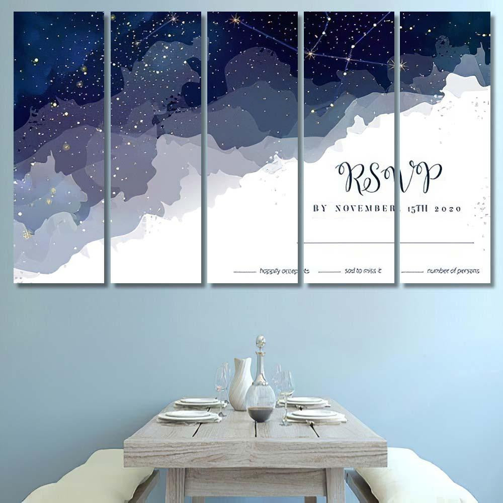 Magic Night Dark Blue Sky Sparkling 1 Galaxy Sky and Space Multi Piece Panel Canvas Home Decor Housewarming Gift Ideas Poster Canvas Gallery Prints