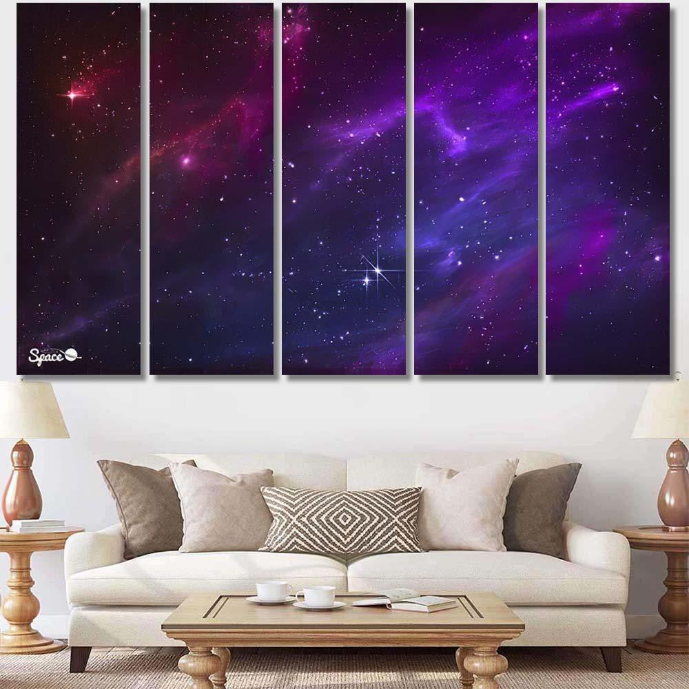 Starry Nebula Colorful Outer Space Background Galaxy Sky and Space Multi Piece Panel Canvas Home Decor Housewarming Gift Ideas Poster Canvas Gallery Prints