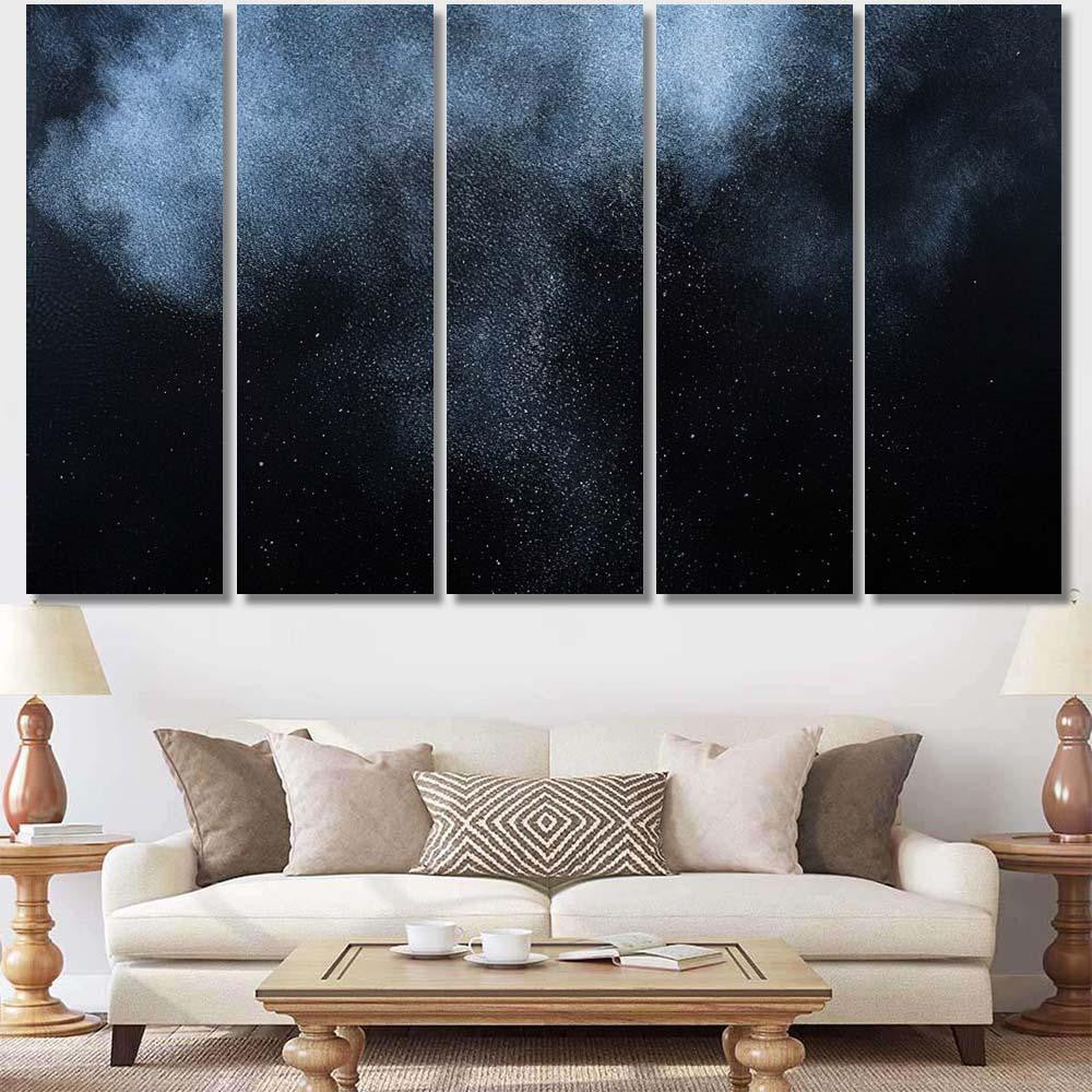 Powder Explosion On Black Background Abstract Galaxy Sky and Space Multi Piece Panel Canvas Home Decor Housewarming Gift Ideas Poster Canvas Gallery Prints