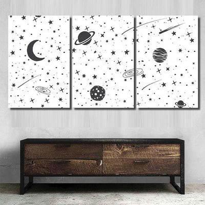 Space Background Cosmic Objects Drawn Vector Galaxy Sky and Space Multi Piece Panel Canvas Home Decor Housewarming Gift Ideas Poster Canvas Gallery Prints