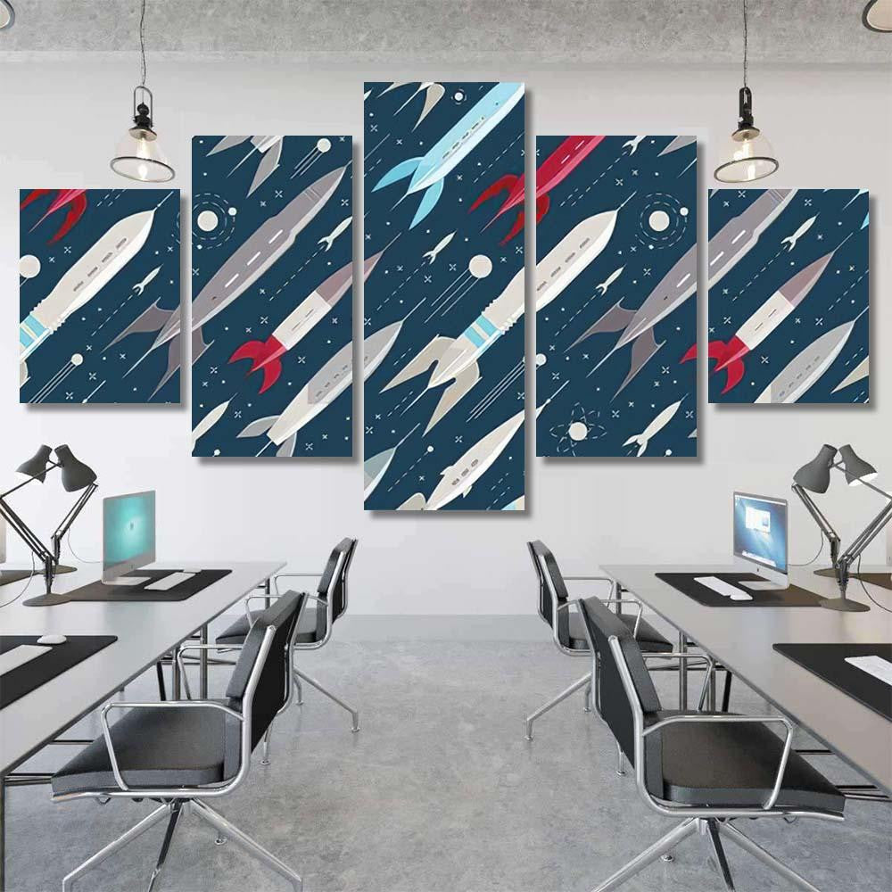 Space Galaxy Seamless Background Retro Pattern Galaxy Sky and Space Multi Piece Panel Canvas Home Decor Housewarming Gift Ideas Poster Canvas Gallery Prints