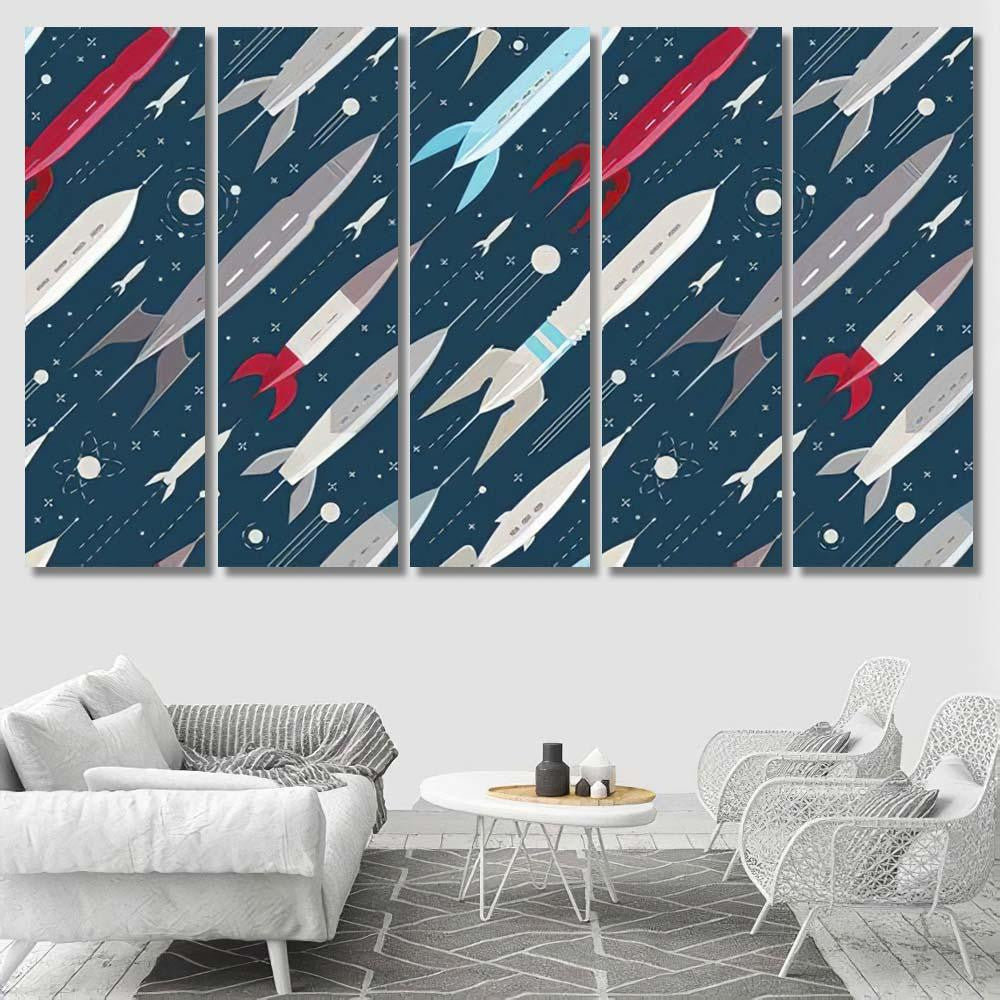 Space Galaxy Seamless Background Retro Pattern Galaxy Sky and Space Multi Piece Panel Canvas Home Decor Housewarming Gift Ideas Poster Canvas Gallery Prints