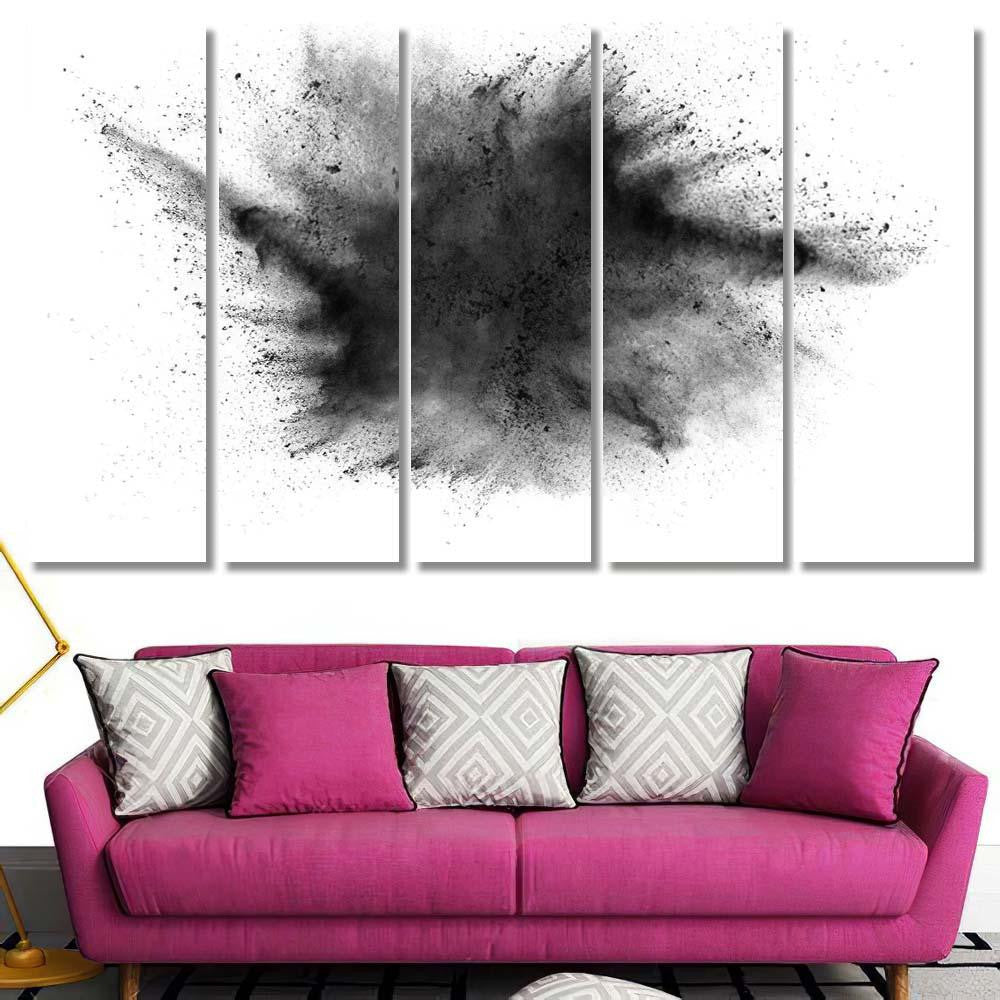 Particles Charcoal On White Backgroundabstract Powder 1 Galaxy Sky and Space Multi Piece Panel Canvas Home Decor Housewarming Gift Ideas Poster Canvas Gallery Prints