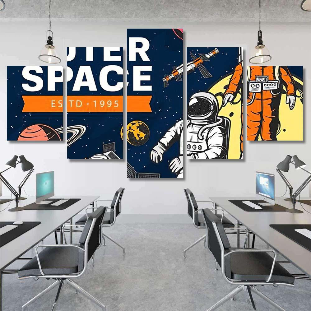 Outer Space Exploration Spaceship Astronauts On Galaxy Sky and Space Multi Piece Panel Canvas Home Decor Housewarming Gift Ideas Poster Canvas Gallery Prints