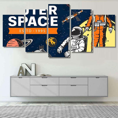 Outer Space Exploration Spaceship Astronauts On Galaxy Sky and Space Multi Piece Panel Canvas Home Decor Housewarming Gift Ideas Poster Canvas Gallery Prints