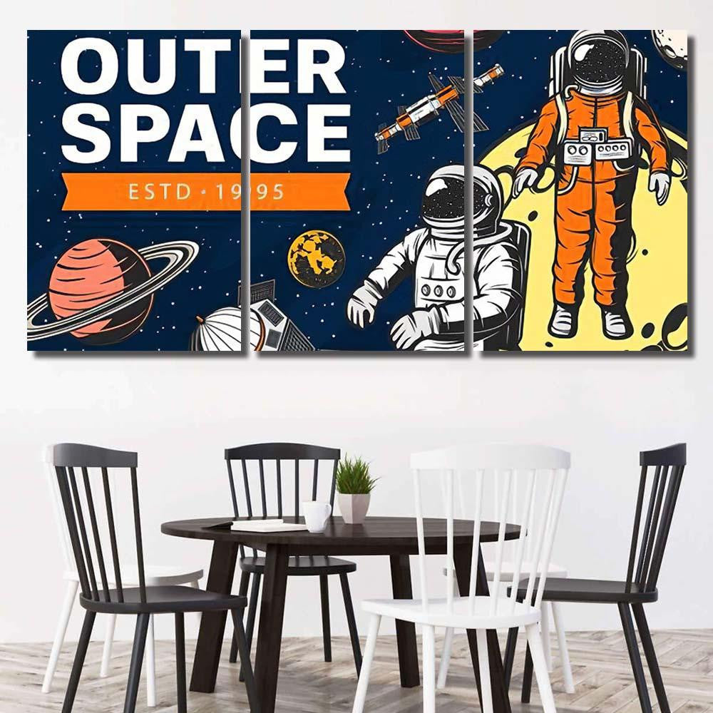 Outer Space Exploration Spaceship Astronauts On Galaxy Sky and Space Multi Piece Panel Canvas Home Decor Housewarming Gift Ideas Poster Canvas Gallery Prints