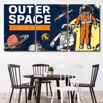 Outer Space Exploration Spaceship Astronauts On Galaxy Sky and Space Multi Piece Panel Canvas Home Decor Housewarming Gift Ideas Poster Canvas Gallery Prints