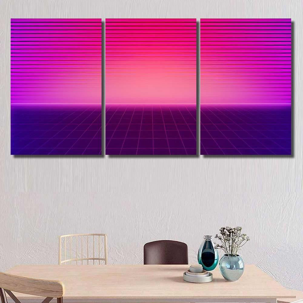 Retro Scifi Background Futuristic Landscape 80S 1 Galaxy Sky and Space Multi Piece Panel Canvas Home Decor Housewarming Gift Ideas Poster Canvas Gallery Prints