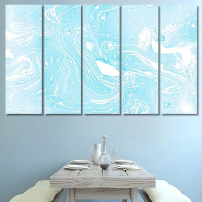 Marble Inky Texture Pastel Neon Blue Galaxy Sky and Space Multi Piece Panel Canvas Home Decor Housewarming Gift Ideas Poster Canvas Gallery Prints