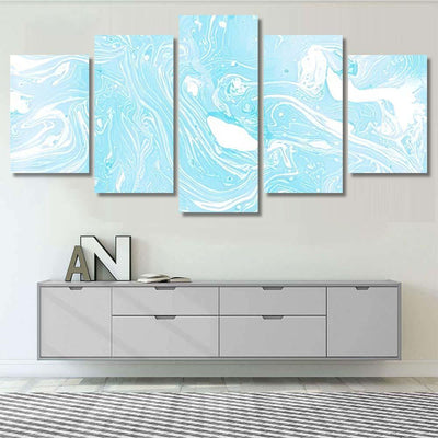 Marble Inky Texture Pastel Neon Blue Galaxy Sky and Space Multi Piece Panel Canvas Home Decor Housewarming Gift Ideas Poster Canvas Gallery Prints