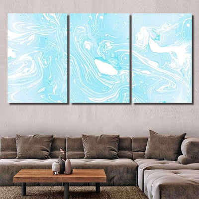 Marble Inky Texture Pastel Neon Blue Galaxy Sky and Space Multi Piece Panel Canvas Home Decor Housewarming Gift Ideas Poster Canvas Gallery Prints
