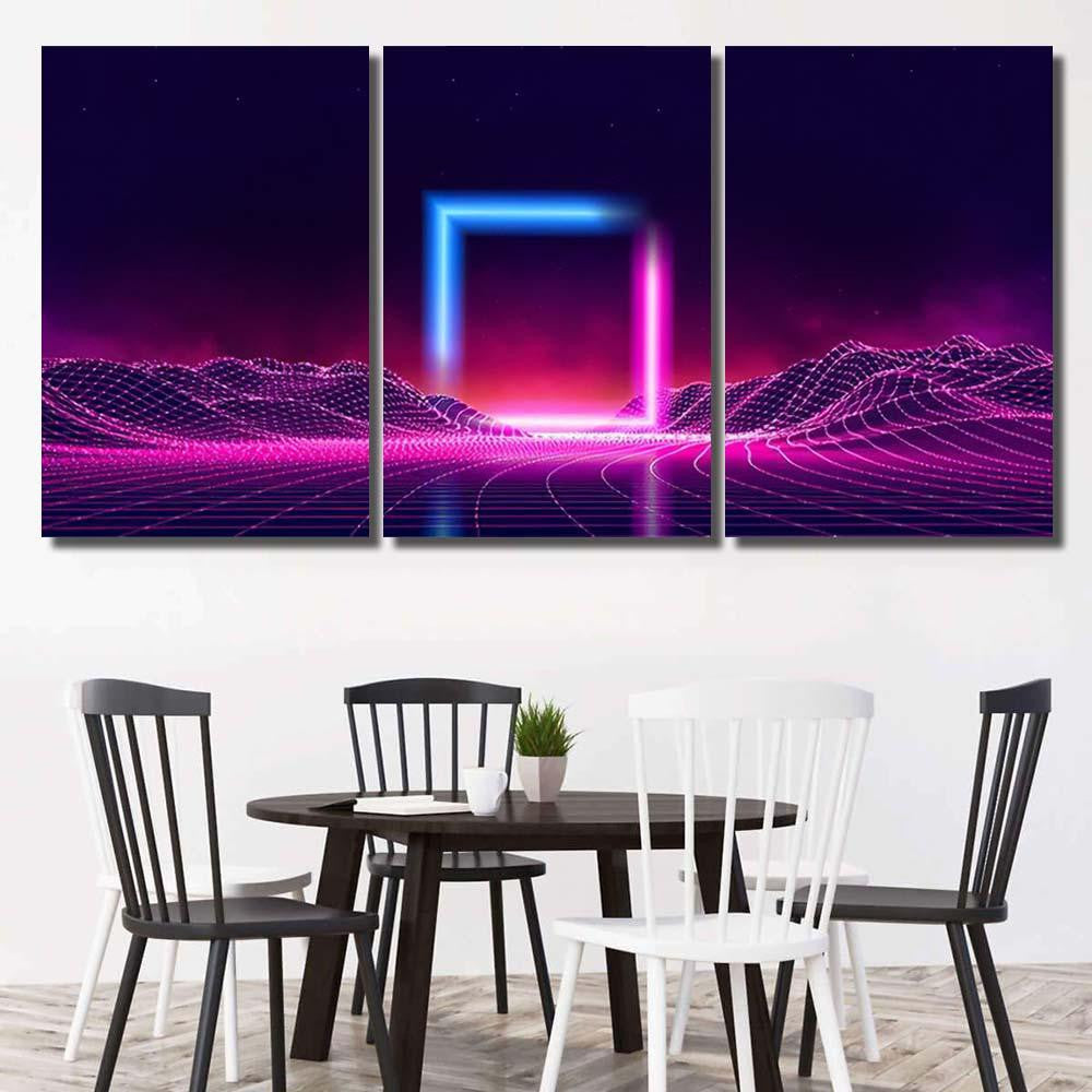 Retro Wave Music Album Cover Template Galaxy Sky and Space Multi Piece Panel Canvas Home Decor Housewarming Gift Ideas Poster Canvas Gallery Prints