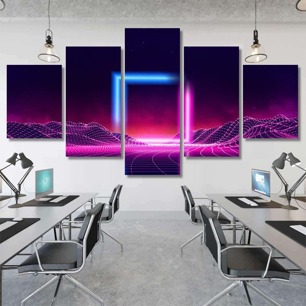 Retro Wave Music Album Cover Template Galaxy Sky and Space Multi Piece Panel Canvas Home Decor Housewarming Gift Ideas Poster Canvas Gallery Prints
