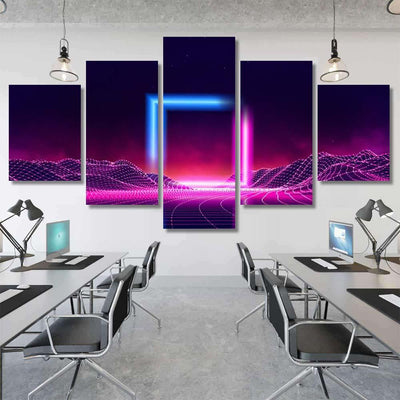 Retro Wave Music Album Cover Template Galaxy Sky and Space Multi Piece Panel Canvas Home Decor Housewarming Gift Ideas Poster Canvas Gallery Prints