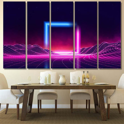 Retro Wave Music Album Cover Template Galaxy Sky and Space Multi Piece Panel Canvas Home Decor Housewarming Gift Ideas Poster Canvas Gallery Prints