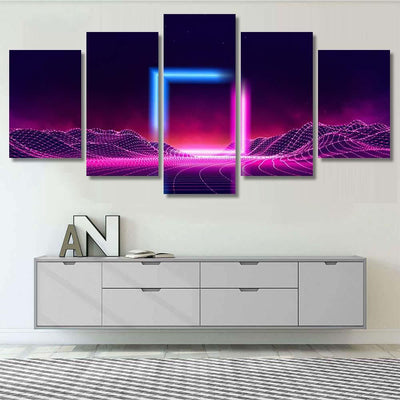 Retro Wave Music Album Cover Template Galaxy Sky and Space Multi Piece Panel Canvas Home Decor Housewarming Gift Ideas Poster Canvas Gallery Prints