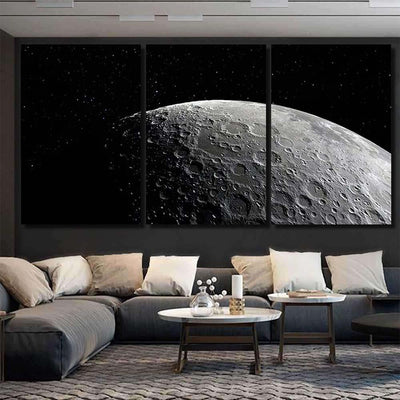 Moon Craters 3D Illustration Space Science Galaxy Sky and Space Multi Piece Panel Canvas Home Decor Housewarming Gift Ideas Poster Canvas Gallery Prints