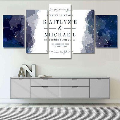 Magic Night Dark Blue Sky Sparkling 2 Galaxy Sky and Space Multi Piece Panel Canvas Home Decor Housewarming Gift Ideas Poster Canvas Gallery Prints