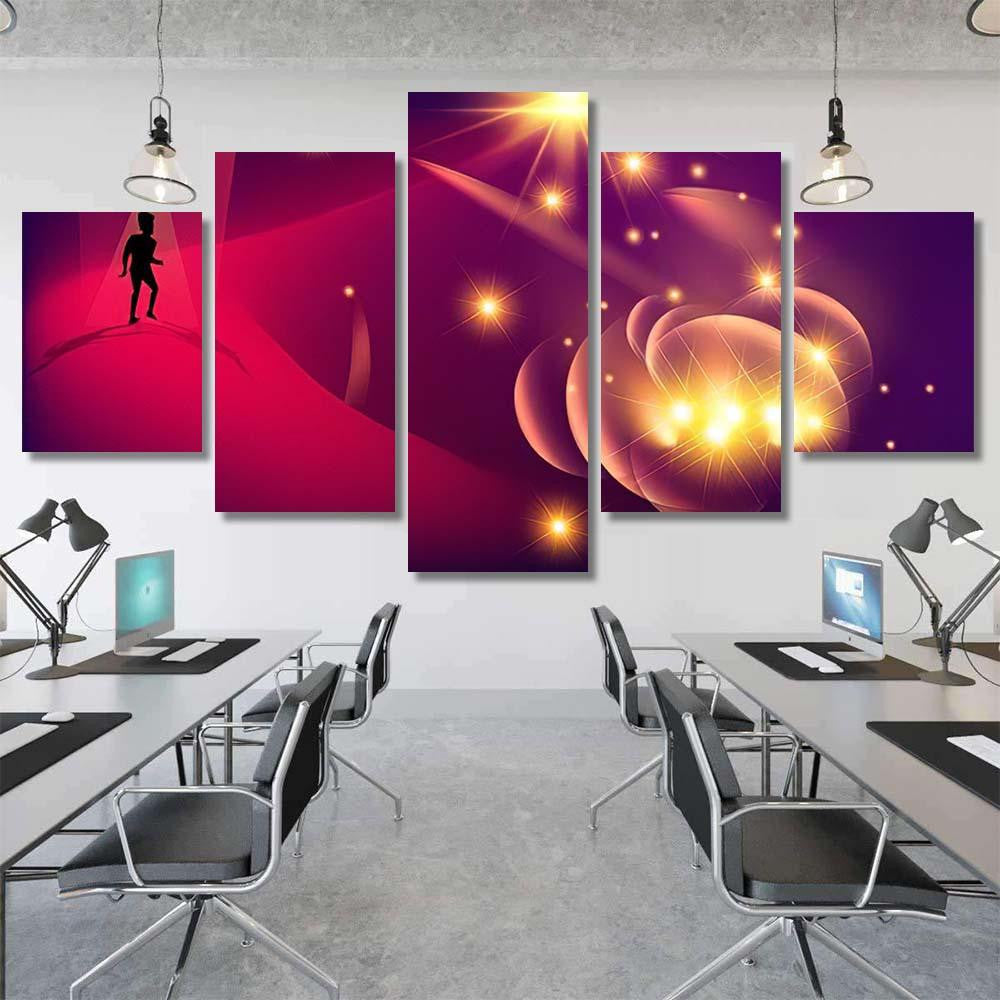Silhouette Man Walking On Curved Surface Galaxy Sky and Space Multi Piece Panel Canvas Home Decor Housewarming Gift Ideas Poster Canvas Gallery Prints