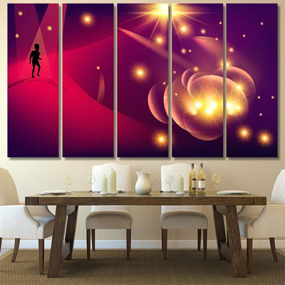 Silhouette Man Walking On Curved Surface Galaxy Sky and Space Multi Piece Panel Canvas Home Decor Housewarming Gift Ideas Poster Canvas Gallery Prints