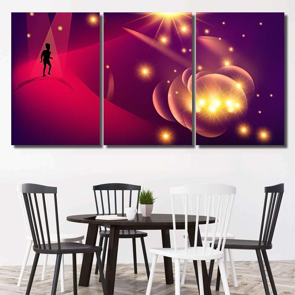 Silhouette Man Walking On Curved Surface Galaxy Sky and Space Multi Piece Panel Canvas Home Decor Housewarming Gift Ideas Poster Canvas Gallery Prints