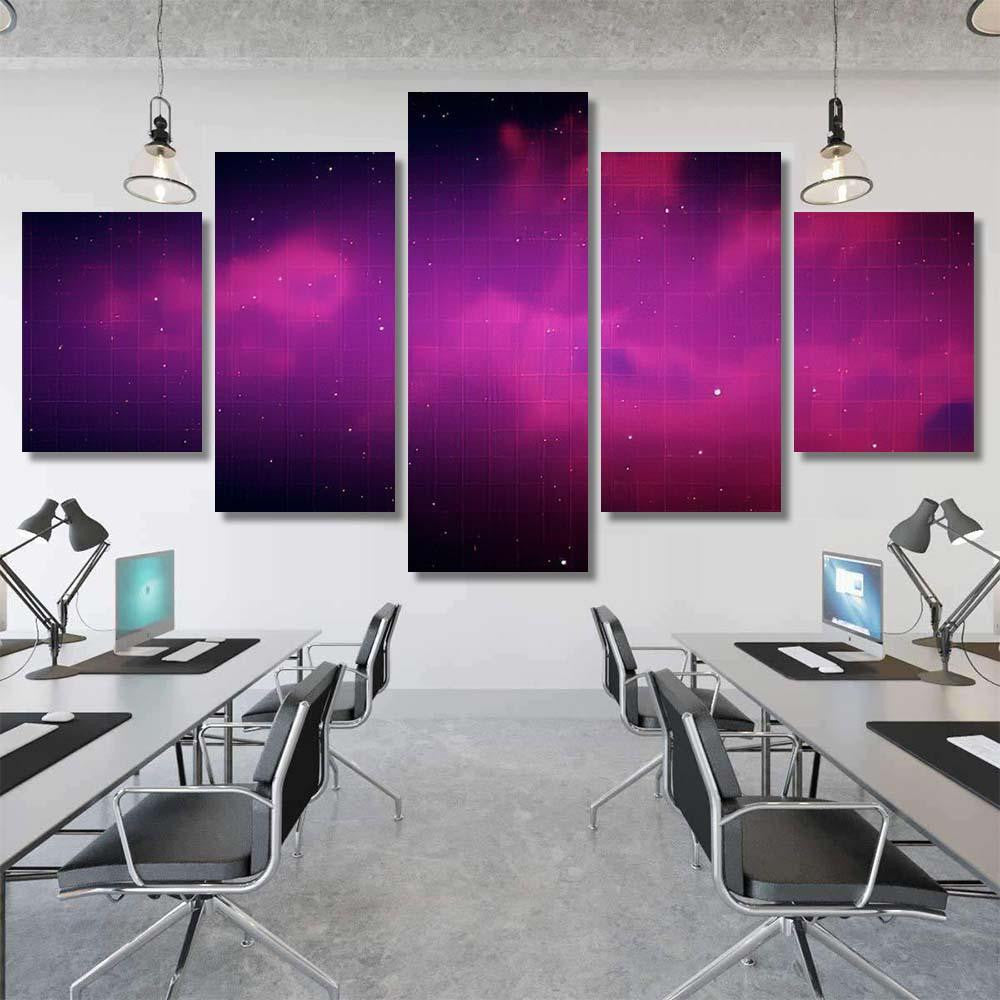 Retro Scifi Background Futuristic Landscape 80S 4 Galaxy Sky and Space Multi Piece Panel Canvas Home Decor Housewarming Gift Ideas Poster Canvas Gallery Prints