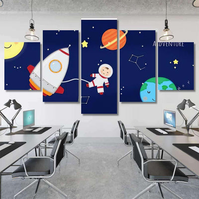 Illustration Adventure Space Kids Galaxy Sky and Space Multi Piece Panel Canvas Home Decor Housewarming Gift Ideas Poster Canvas Gallery Prints