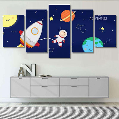 Illustration Adventure Space Kids Galaxy Sky and Space Multi Piece Panel Canvas Home Decor Housewarming Gift Ideas Poster Canvas Gallery Prints