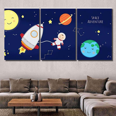 Illustration Adventure Space Kids Galaxy Sky and Space Multi Piece Panel Canvas Home Decor Housewarming Gift Ideas Poster Canvas Gallery Prints