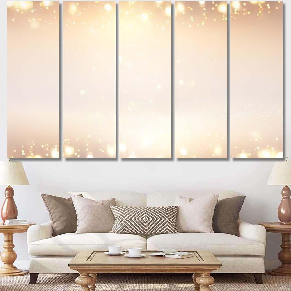 Glitter Vintage Lights Background Silver Gold 1 1 Galaxy Sky and Space Multi Piece Panel Canvas Home Decor Housewarming Gift Ideas Poster Canvas Gallery Prints
