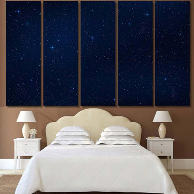 Realistic Starry Sky Blue Glow Shining Galaxy Sky and Space Multi Piece Panel Canvas Home Decor Housewarming Gift Ideas Poster Canvas Gallery Prints