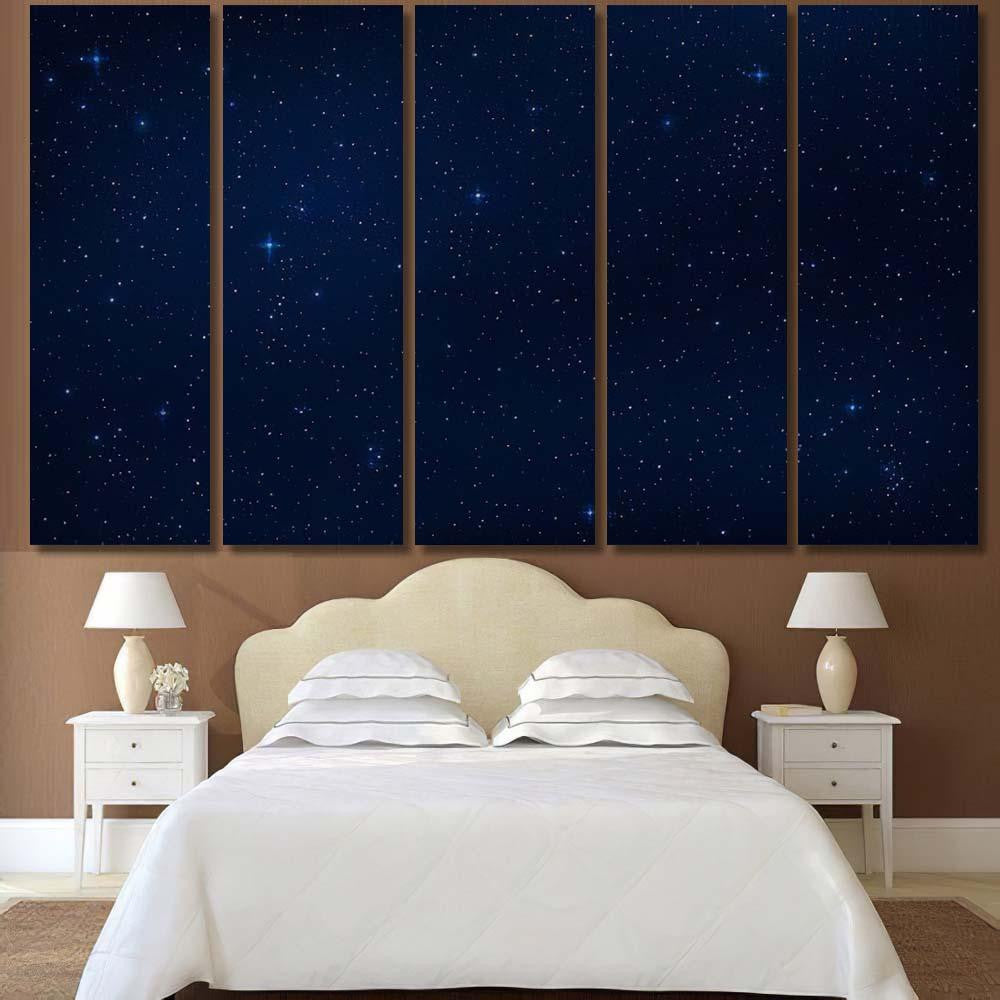 Realistic Starry Sky Blue Glow Shining Galaxy Sky and Space Multi Piece Panel Canvas Home Decor Housewarming Gift Ideas Poster Canvas Gallery Prints