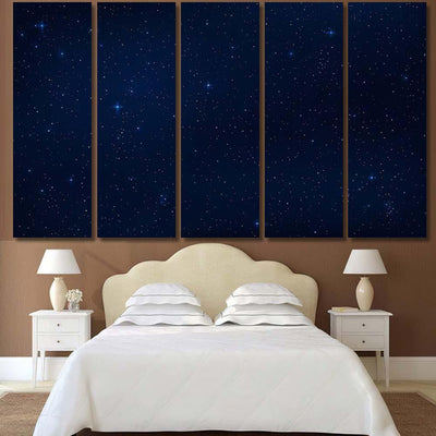 Realistic Starry Sky Blue Glow Shining Galaxy Sky and Space Multi Piece Panel Canvas Home Decor Housewarming Gift Ideas Poster Canvas Gallery Prints